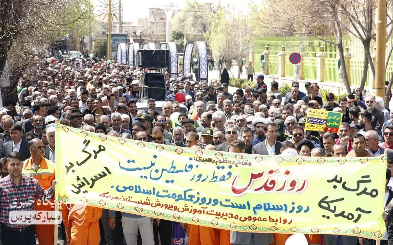 راهپیمایی با شکوه مردم شهرستان مبارکه در روز قدس 
